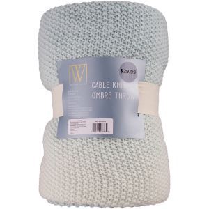 slide 1 of 1, Fall Fest Cable Knit Sherpa Throw Blanket, Blue, 1 ct