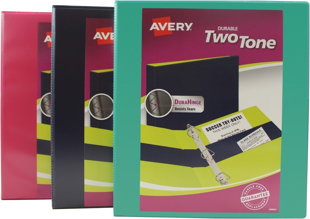 slide 1 of 1, Avery Durable Twotone Binder Assorted, 1 in