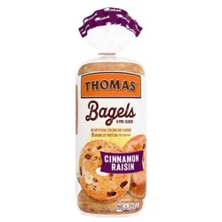 Thomas' Cinnamon Raisin Bagels, 6 count, 8g Protein, Kosher Bagels, 20 oz Bag