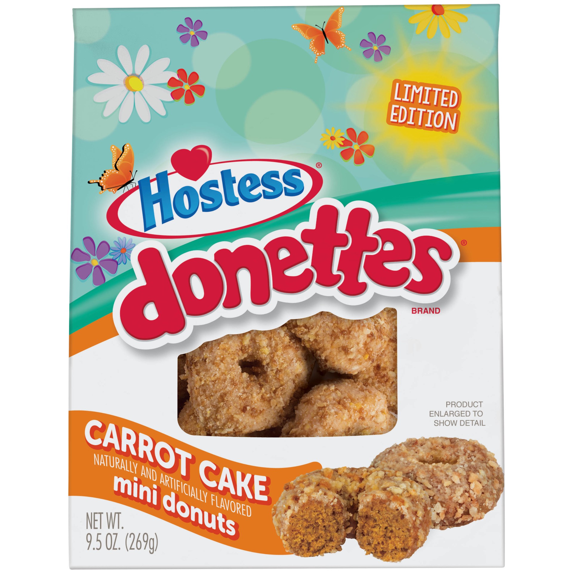 slide 1 of 5, HOSTESS Carrot Cake Flavored DONETTES, Limited Edition, Snack Size Donuts – 9.5 oz, 9.9 oz