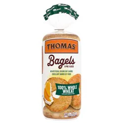 Thomas' 100% Whole Wheat Bagels, 6 count, 18 oz Bag