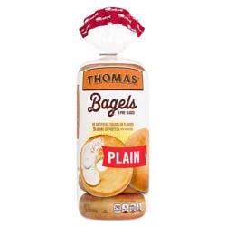 Thomas' Plain Bagels, 6 count, 9g Protein, Kosher Bagels, 18 oz Bag