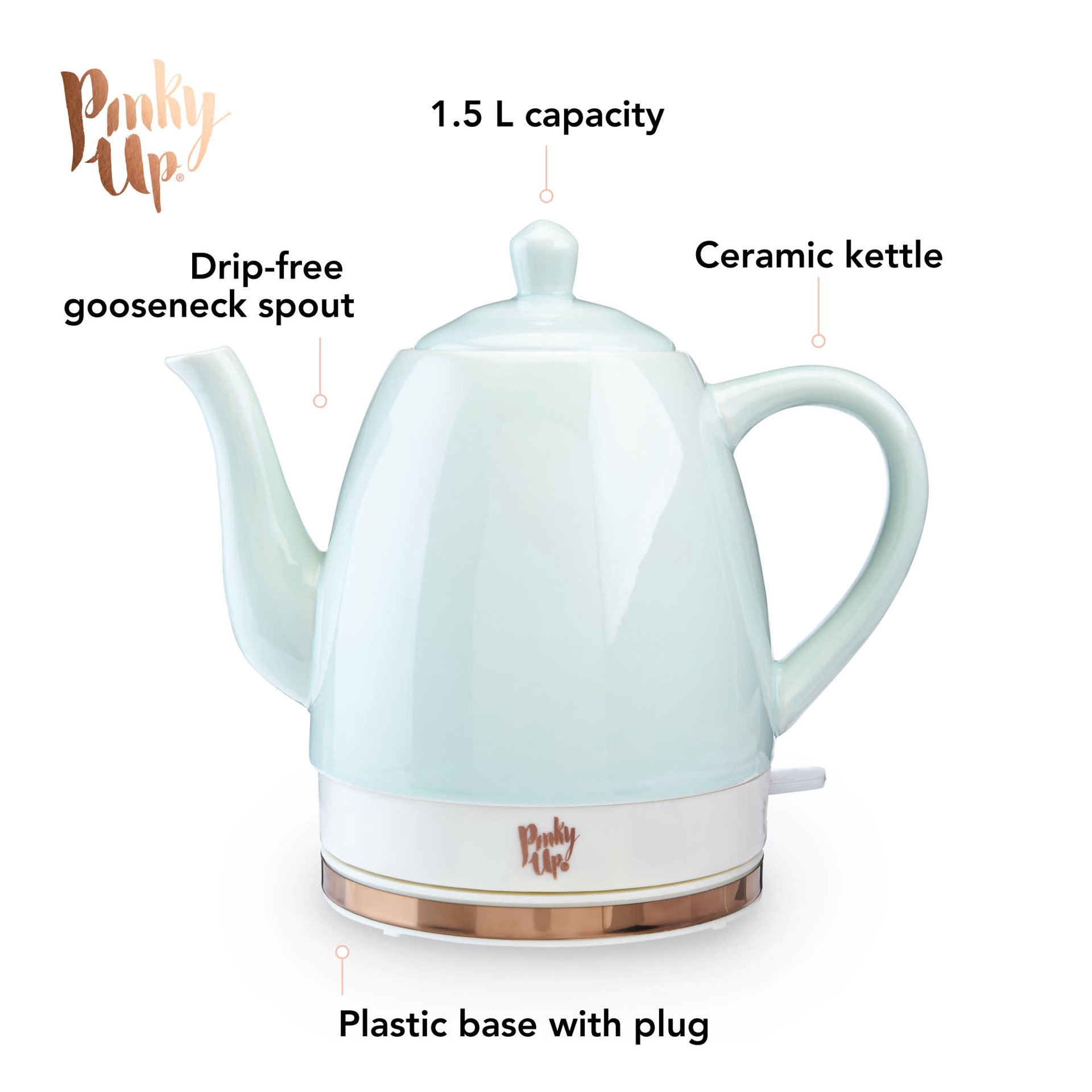 slide 3 of 5, true Pinky Up Electric Noelle Tea Kettle, 1 ct