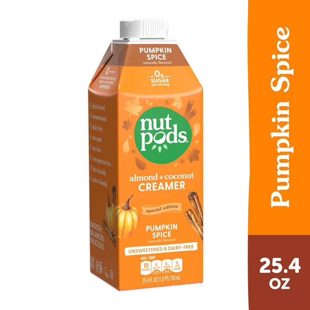 slide 1 of 5, Nutpods Pumpkin Spice Unsweetened Non Dairy Coffee Creamer Made With Almonds And Coconuts, 25.4 fl oz