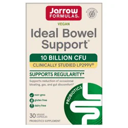 Jarrow Formulas Ideal Bowel Support, 10 Billion CFU, Probiotics for Digestive Health and Bowel Support, 30 Veggie Capsules