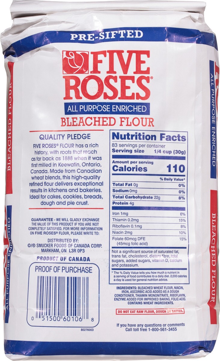 slide 9 of 9, Five Roses Pre-Sifted All Purpose Enriched Bleached Flour 5.5 lb, 5.5 lb