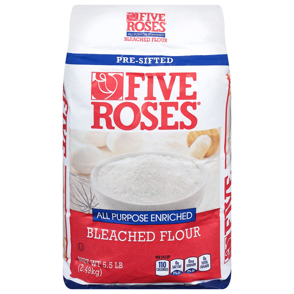 slide 1 of 9, Five Roses Pre-Sifted All Purpose Enriched Bleached Flour 5.5 lb, 5.5 lb