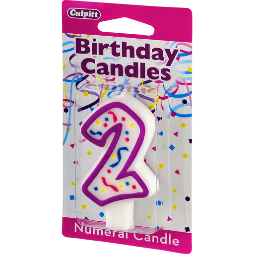slide 3 of 8, Culpitt Birthday Candles Numeral Candle 2, 1 ct