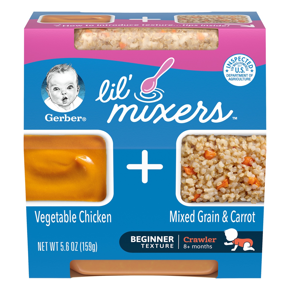 slide 1 of 1, Gerber Lil' Mixers, Vegetable Chicken with Mixed Grains and Carrot, 5.6oz Container  , 5.6 oz