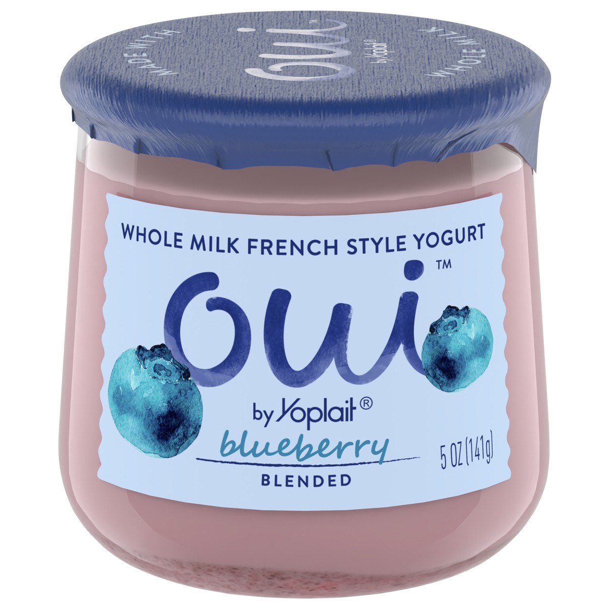 slide 1 of 9, Oui by Yoplait French Style Blueberry Whole Milk Yogurt, 5 OZ Jar, 5 oz