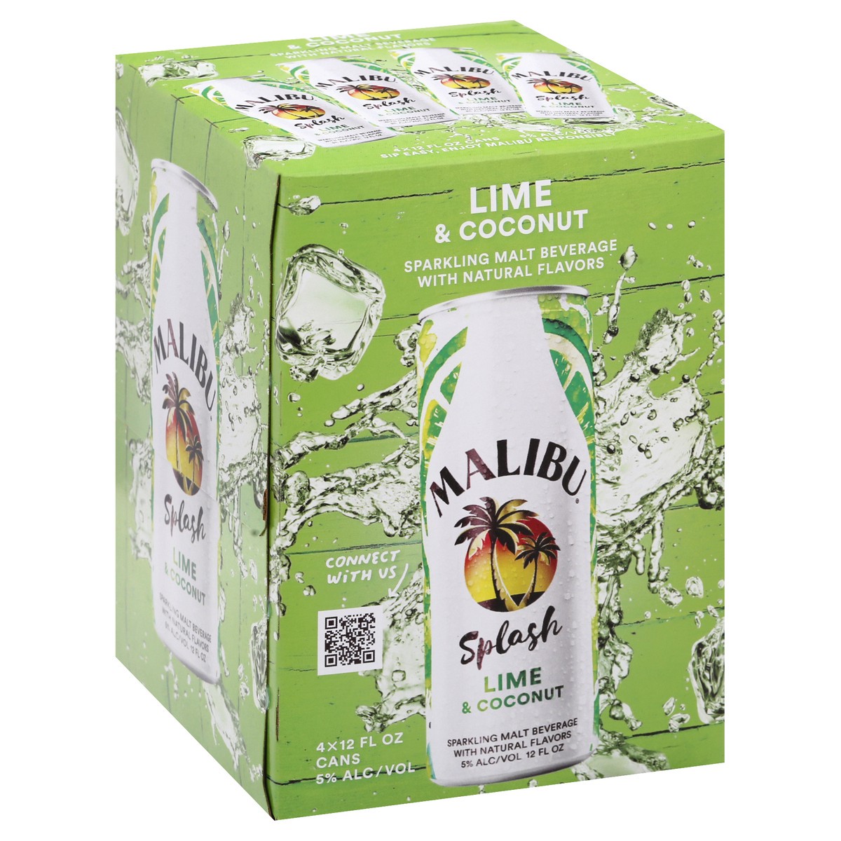 slide 5 of 11, Malibu Lime Splash 4Pk Cans, 48 fl oz