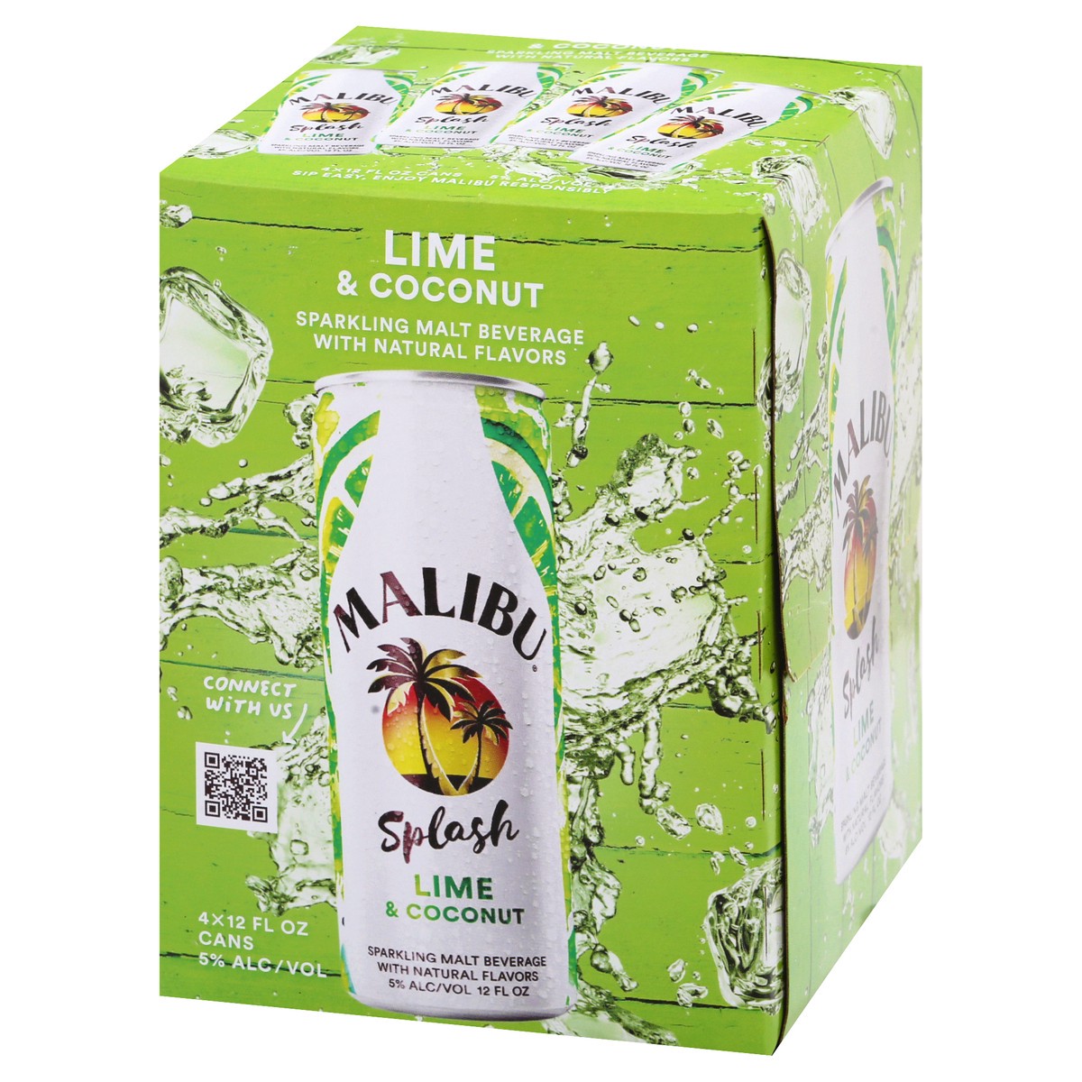 slide 3 of 11, Malibu Lime Splash 4Pk Cans, 48 fl oz