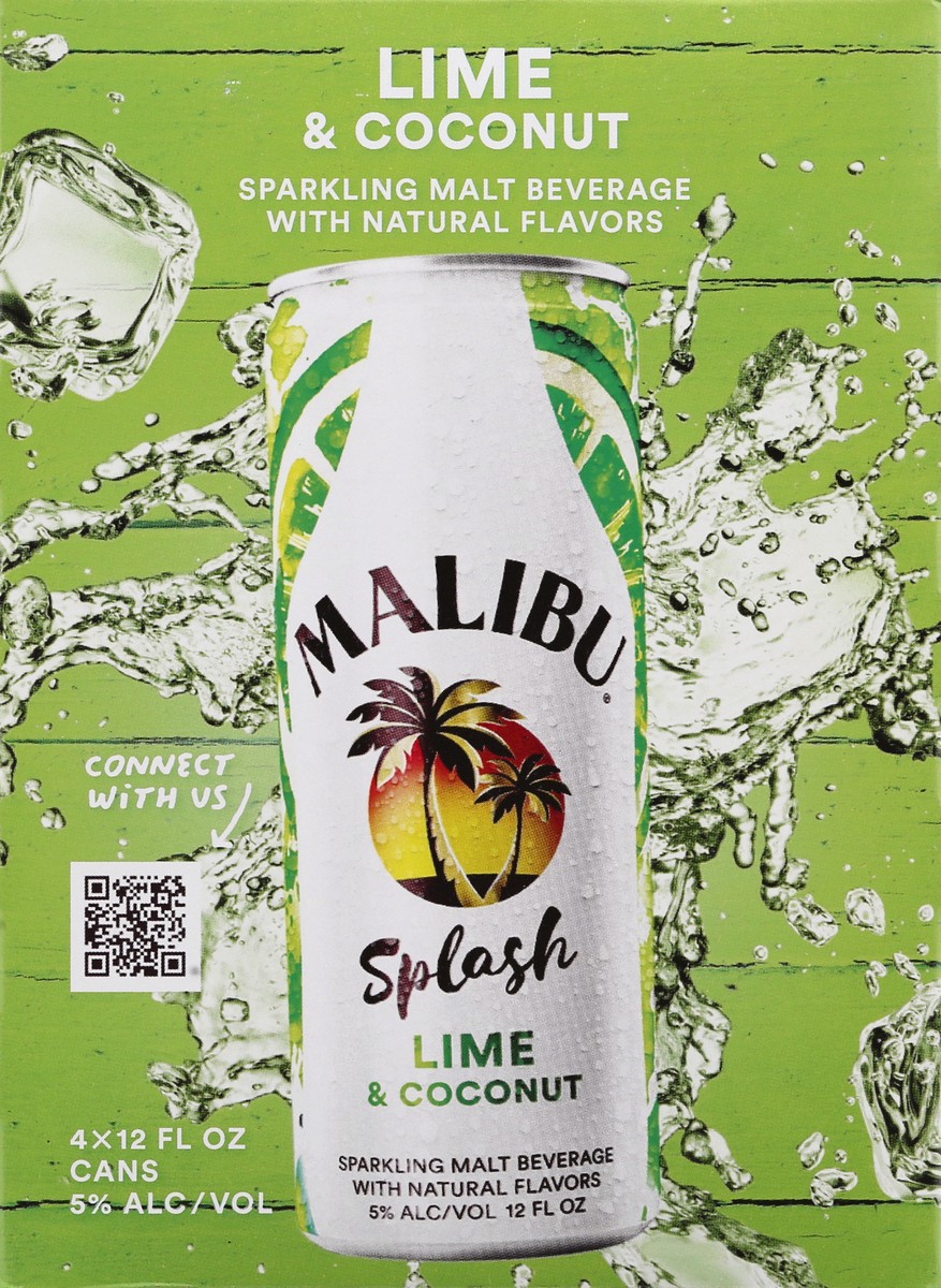 slide 10 of 11, Malibu Lime Splash 4Pk Cans, 48 fl oz