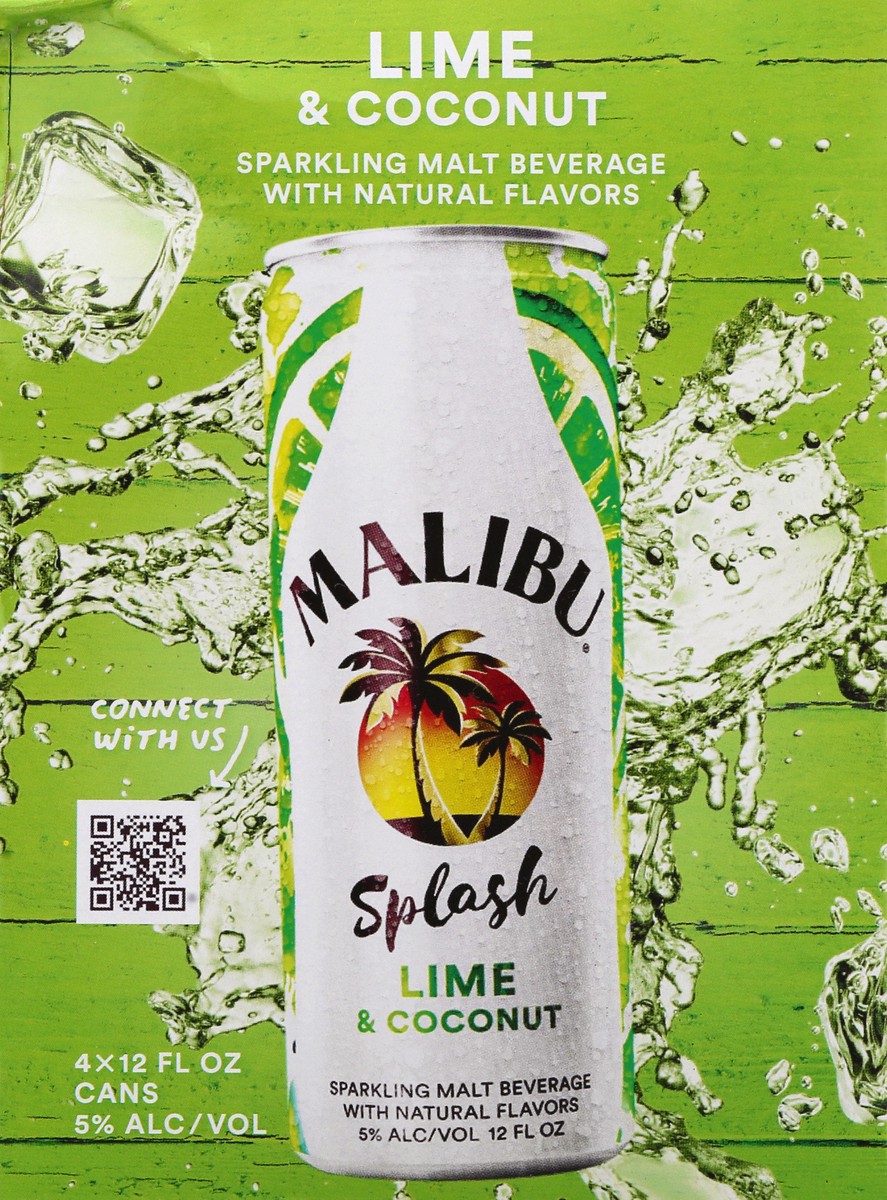 slide 9 of 11, Malibu Lime Splash 4Pk Cans, 48 fl oz