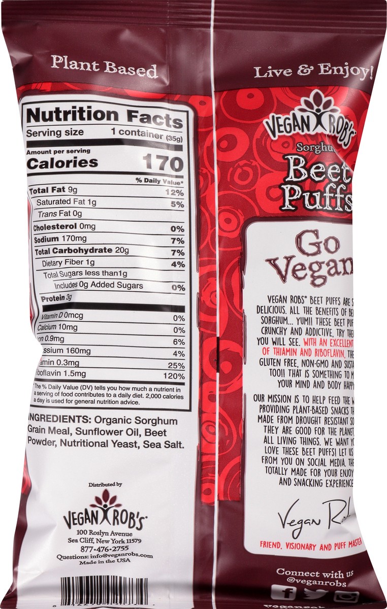 slide 9 of 13, Vegan Rob's Beet Sorghum Puffs 1.25 oz, 1.25 oz