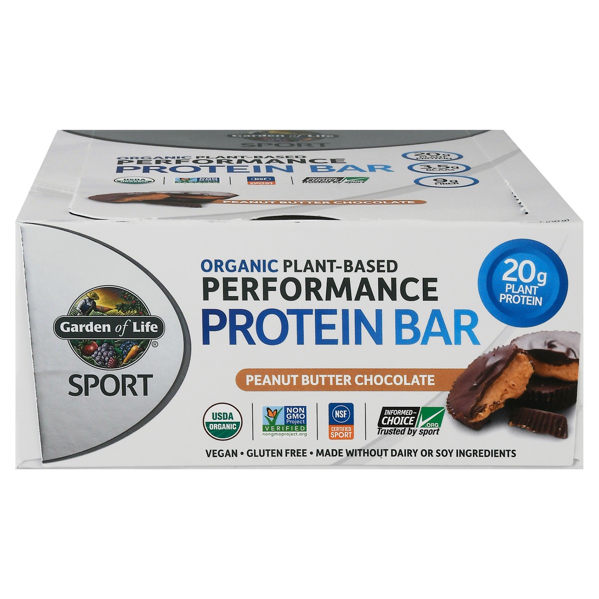 slide 1 of 13, Garden of Life Sport Organic Plant-Based 12 Pack Performance Peanut Butter Chocolate Protein Bar 12 ea, 12 ct