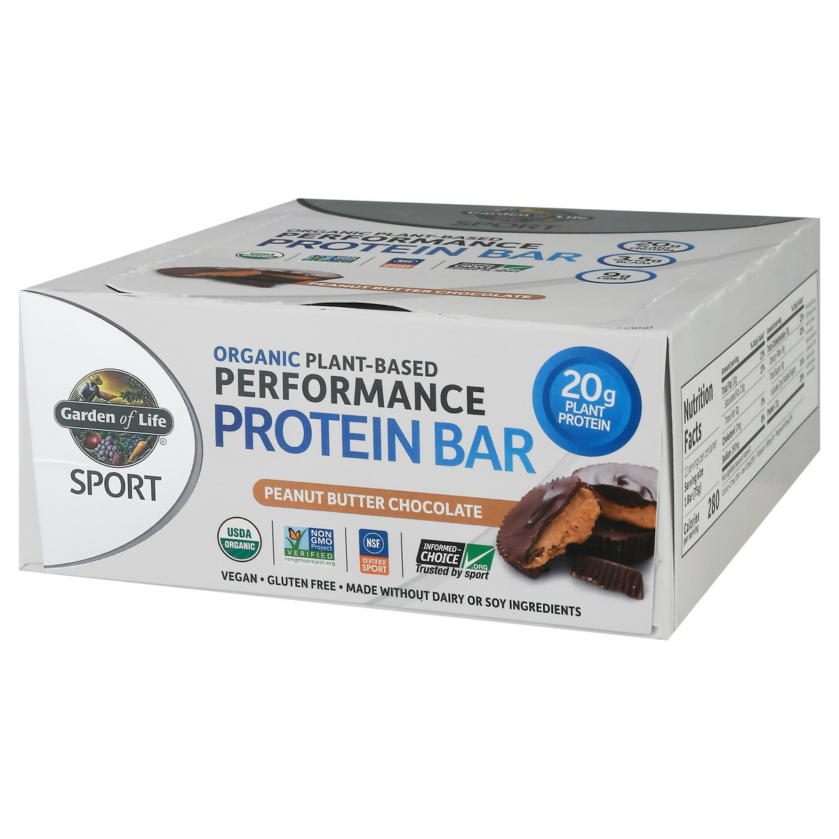 slide 9 of 13, Garden of Life Sport Organic Plant-Based 12 Pack Performance Peanut Butter Chocolate Protein Bar 12 ea, 12 ct