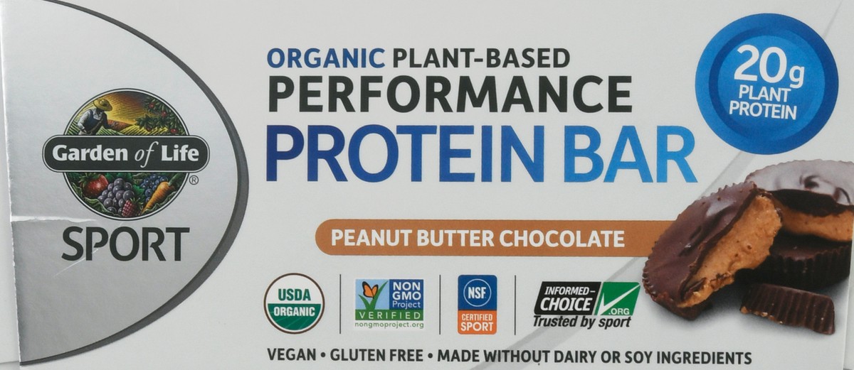 slide 10 of 13, Garden of Life Sport Organic Plant-Based 12 Pack Performance Peanut Butter Chocolate Protein Bar 12 ea, 12 ct