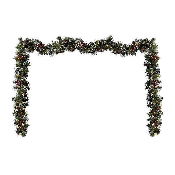 slide 1 of 2, Winter Wonderland Pre-Lit Battery Operated Glittery Berry Pine Garland, 2 ct