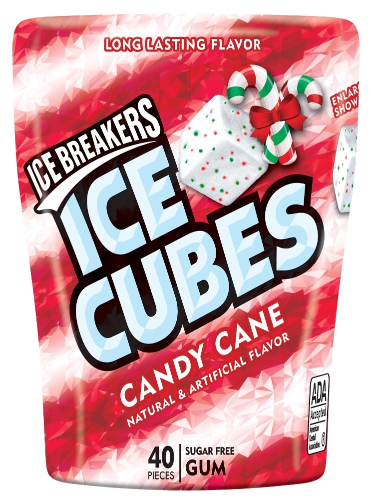 slide 1 of 1, Ice Breakers Ice Cubes Candy Cane Sugar Free Gum, 40 ct