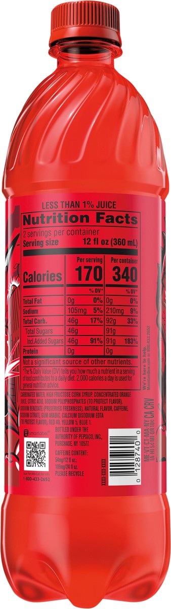 slide 5 of 8, Mountain Dew Code Red Soda Citrus with Cherry 24 Fl Oz 6 Count  Bottle, 24 fl oz