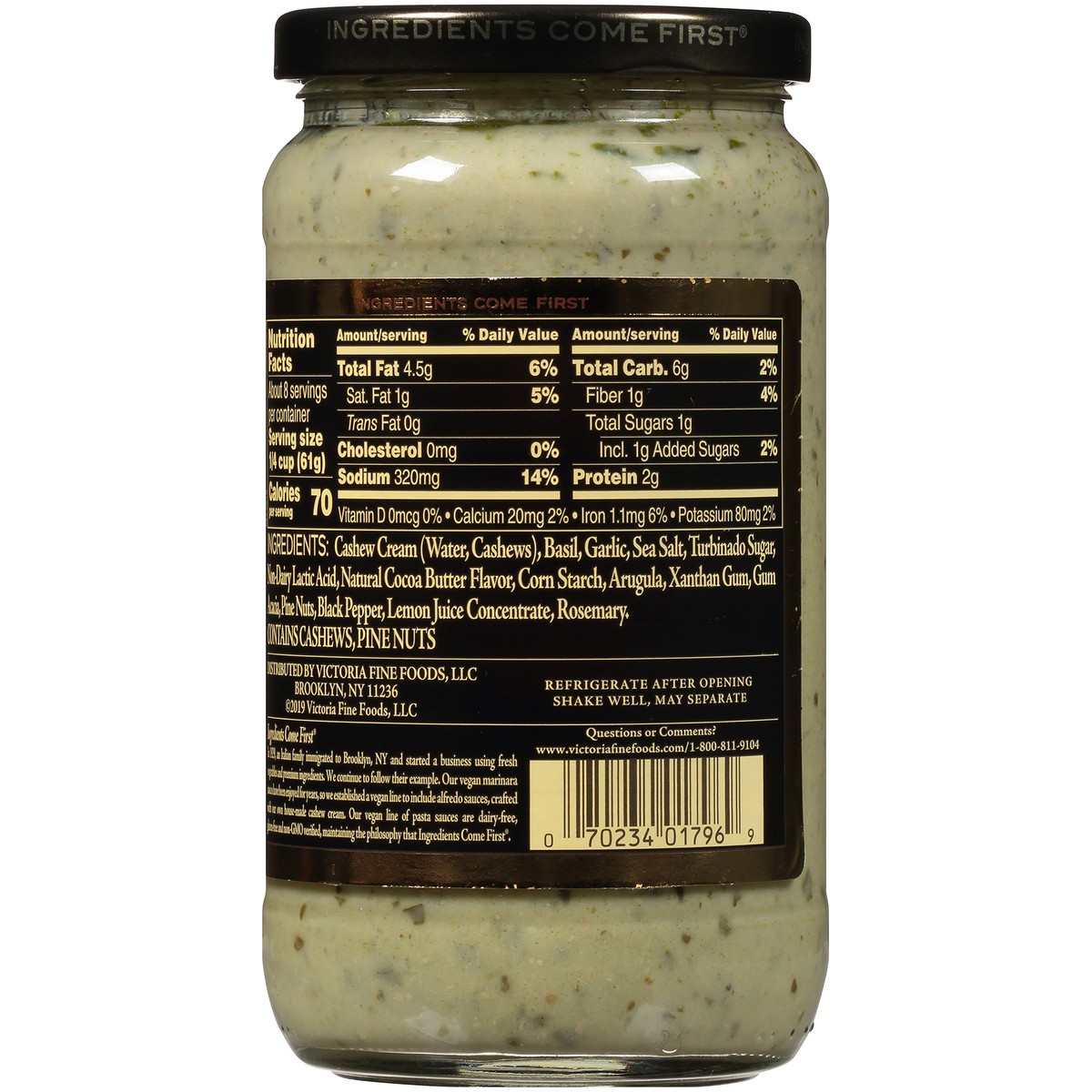 slide 4 of 7, Victoria Vegan Alfredo Arugula Pesto Sauce 18 oz. Jar, 18 oz