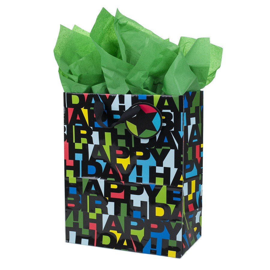 slide 1 of 3, Hallmark Large Birthday Gift Bag with Tissue Paper, 1 ct