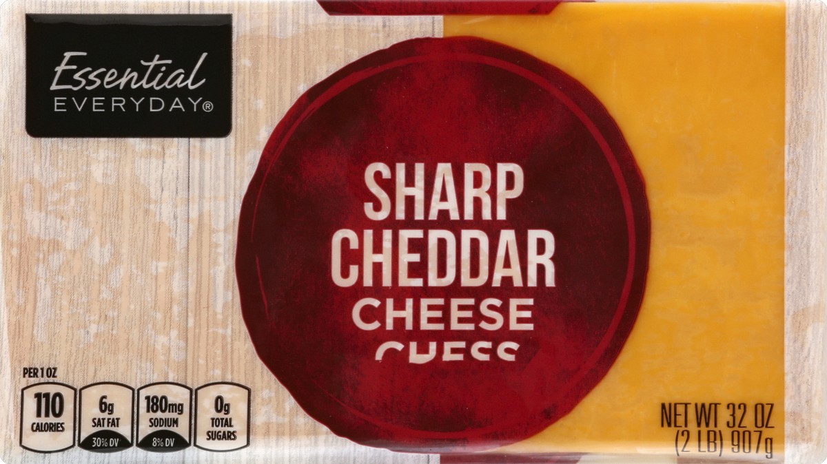 slide 3 of 6, Essential Everyday Cheese, Sharp Cheddar, 32 oz