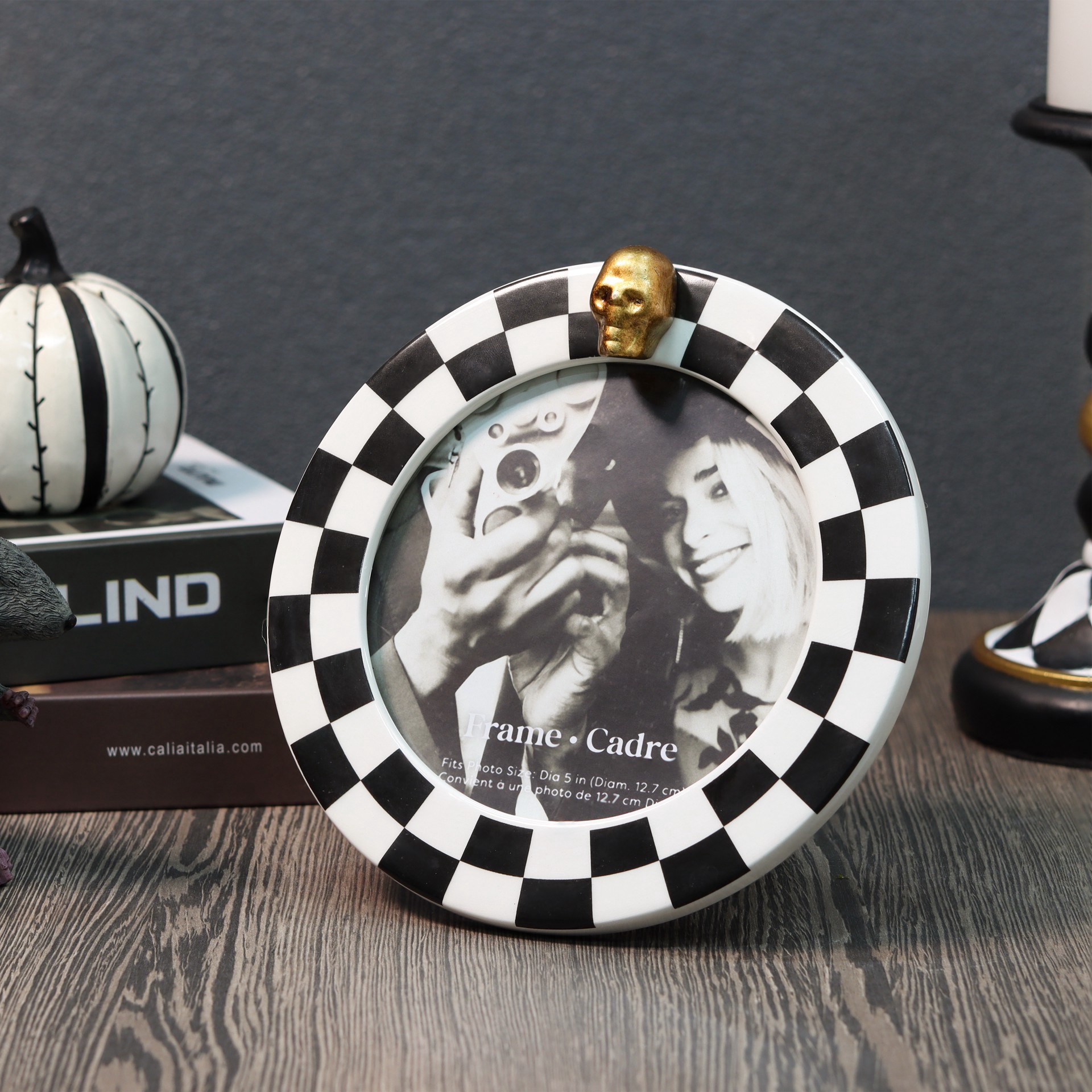 slide 5 of 6, 5" Black & White Skeleton Photo Frame By Ashland, 5 in