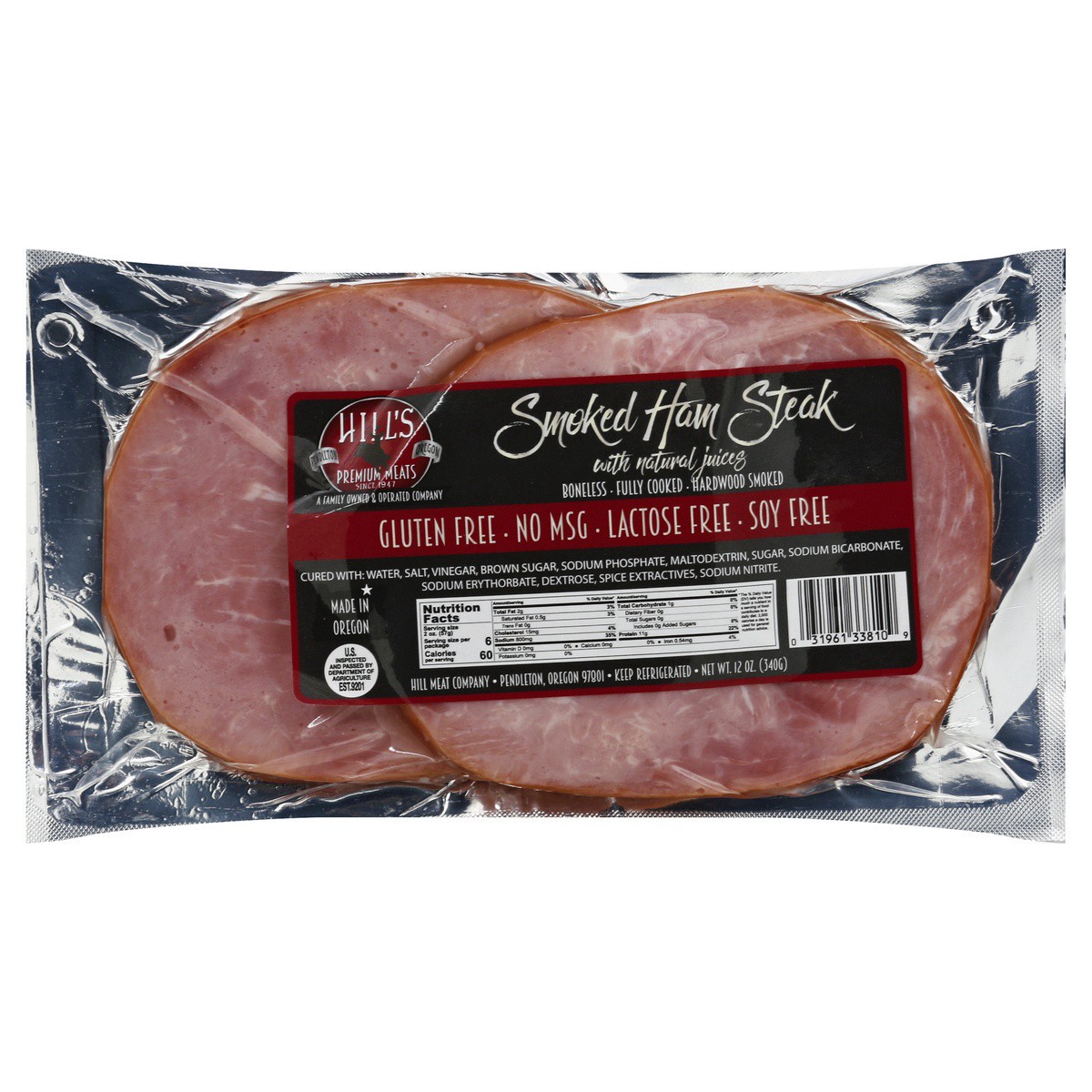 slide 1 of 5, Hill's Premium Meats Smoked Ham Steak with Natural Juices 12 oz,