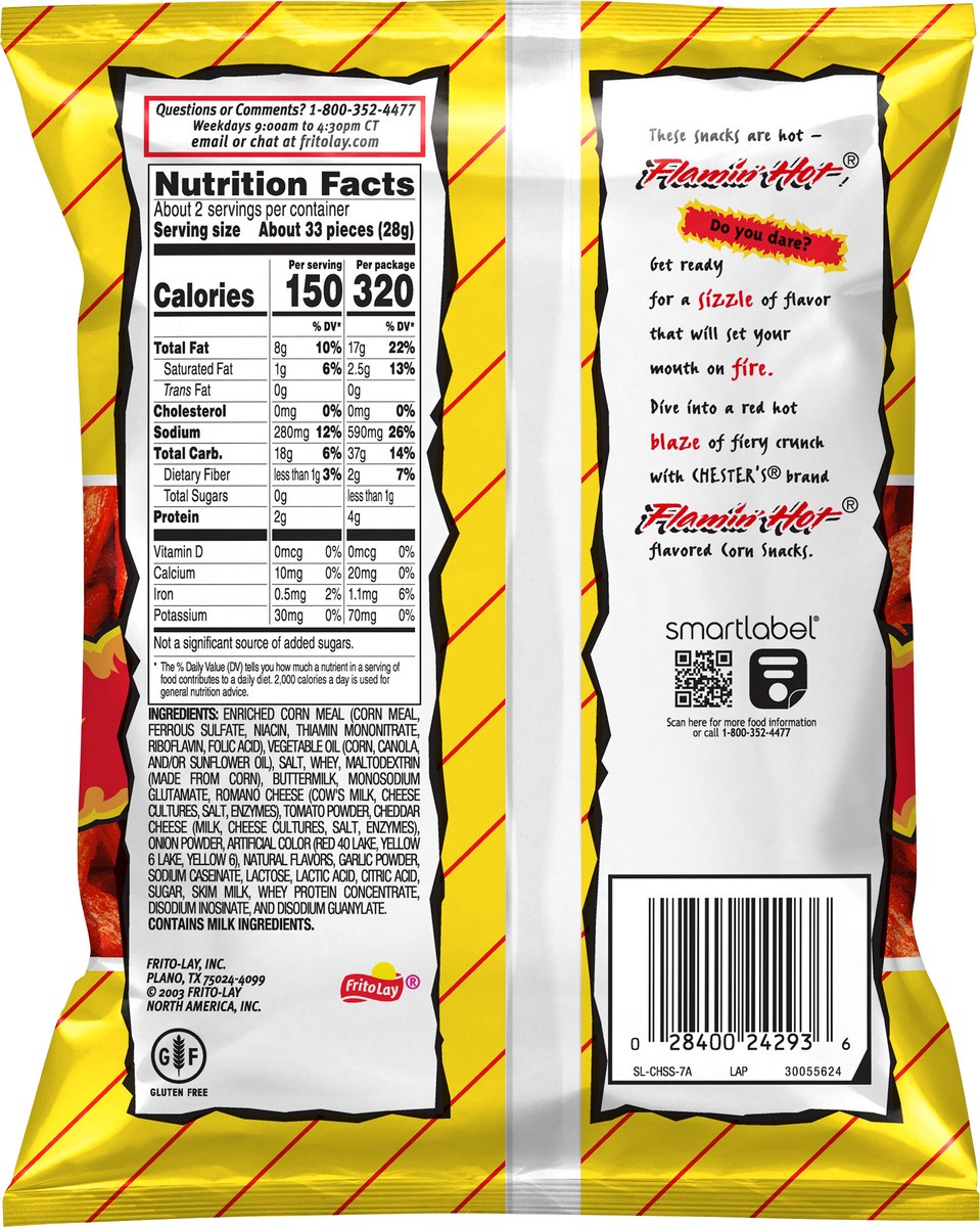 slide 5 of 8, Chester's Fries Corn Snacks Flamin' Hot Flavored 2 1/8 Oz, 2.12 oz