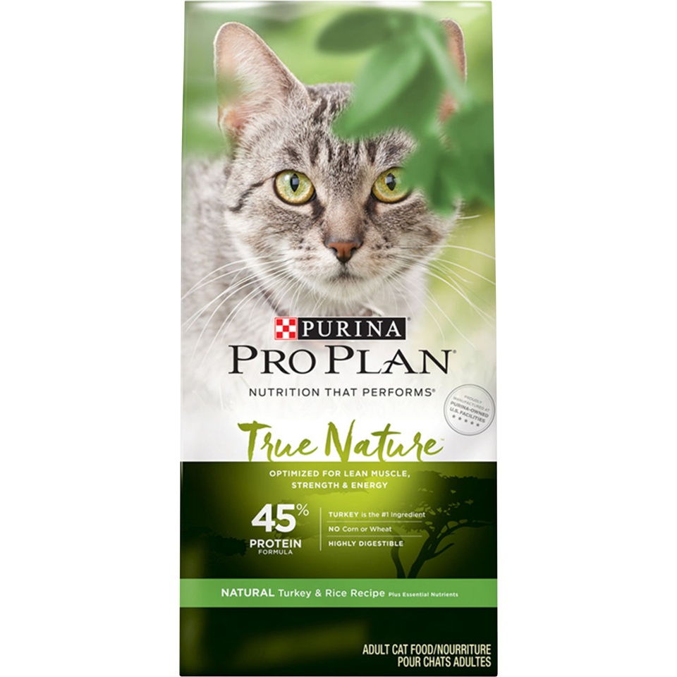 slide 1 of 1, Purina Pro Plan True Nature 45% Protein Formula Natural Turkey & Rice Recipe Adult Dry Cat Food, 6 lb