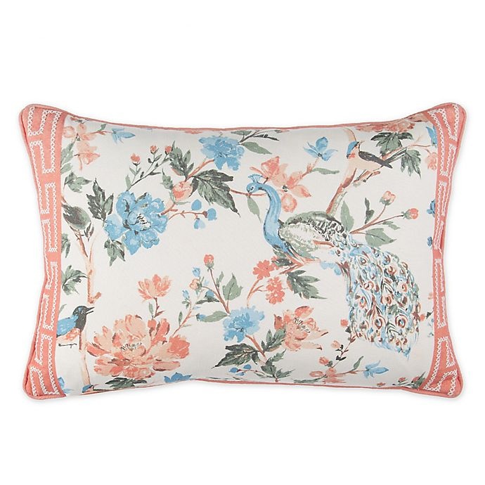 slide 1 of 1, Wamsutta Meader Key Peacock Floral Oblong Throw Pillow, 1 ct