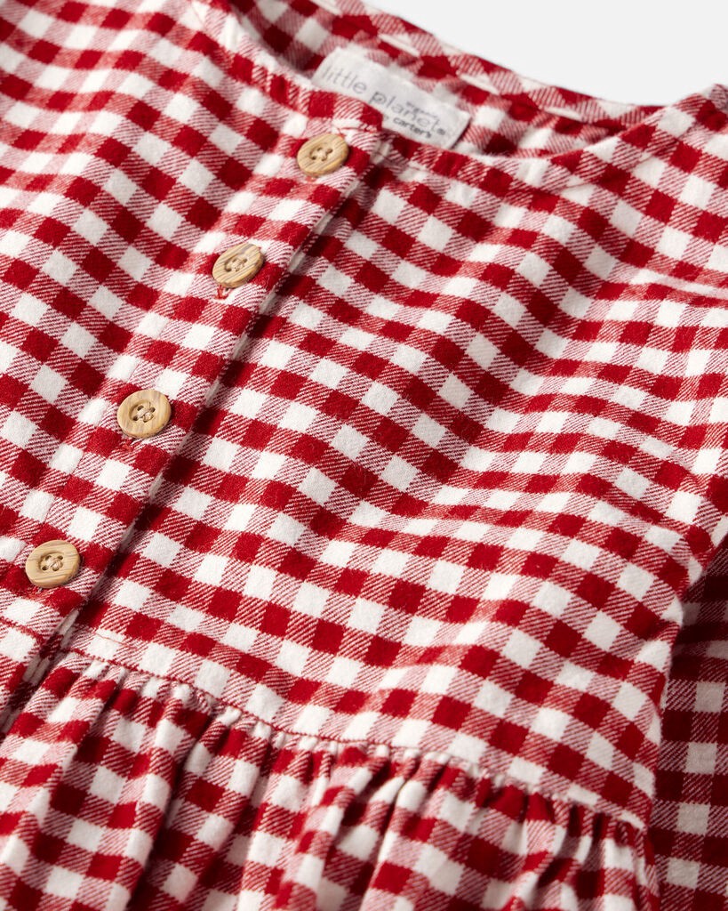 slide 3 of 4, Littleplanet Toddler Girl Organic Cotton Flannel Dress Deep Red, White 4T, 1 ct