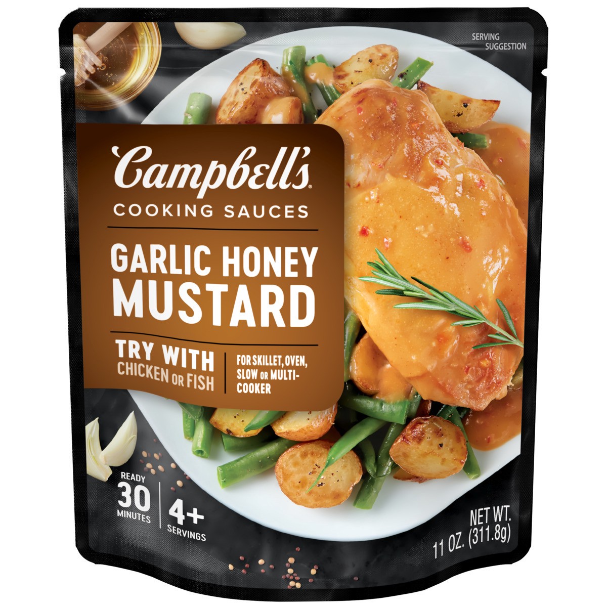 slide 1 of 5, Campbell's Garlic Honey Mustard Sauce, 11.000 oz
