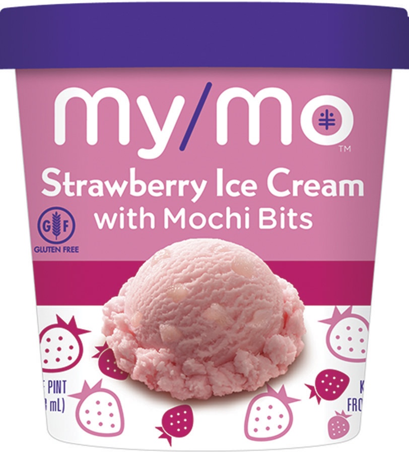 slide 1 of 1, My/Mo Strawberry Ice Cream With Mochi Bits Pint, 16 oz