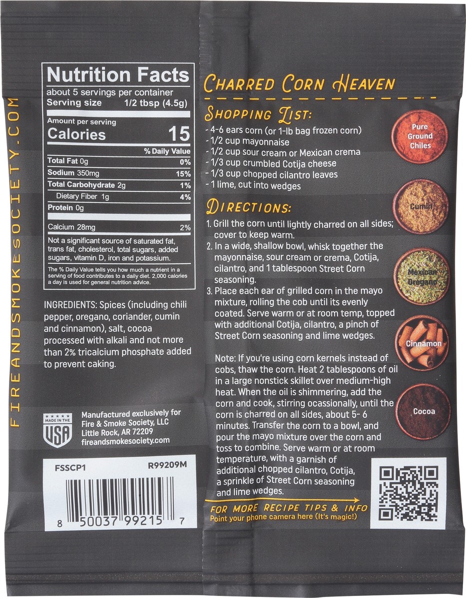 slide 3 of 13, Fire & Smoke Society Mexican-Style Street Corn Seasoning Mix 0.8 oz, 0.8 oz
