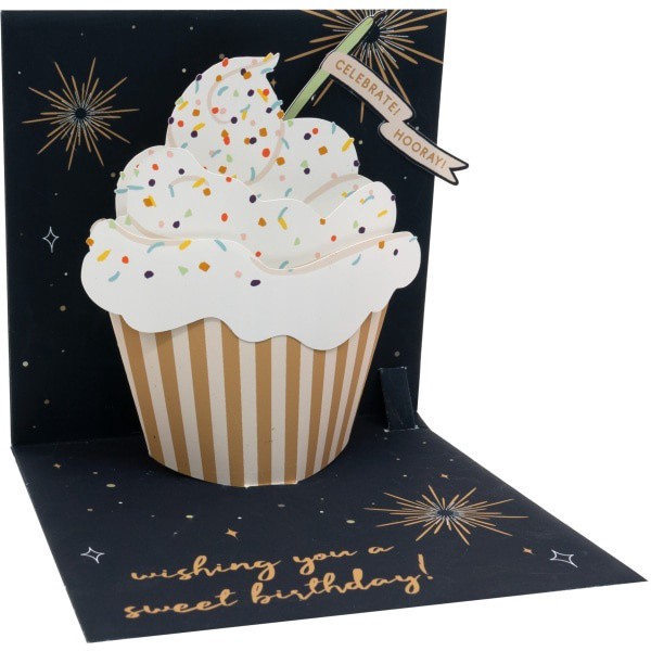 slide 1 of 1, Up With Paper Summer Pop-Up Greeting Card With Envelope, 5-1/4" X 5-1/4", Vanilla Cupcake, 1 ct