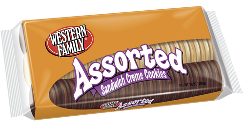 slide 1 of 1, Western Family Asrt Sand Cookie, 25 oz