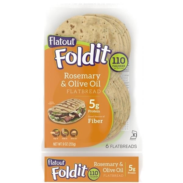 slide 1 of 7, Flatout Foldit Artisan Rosemary & Olive Oil Flatbreads, 11.2 oz