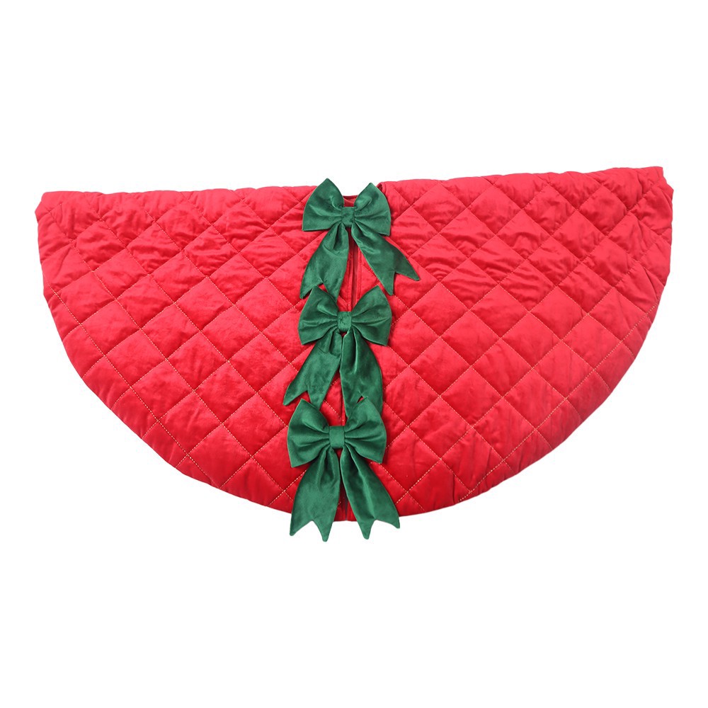 slide 2 of 3, 4ft. Red Quilted Tree Skirt With Green Bows By Ashland, 4 ft