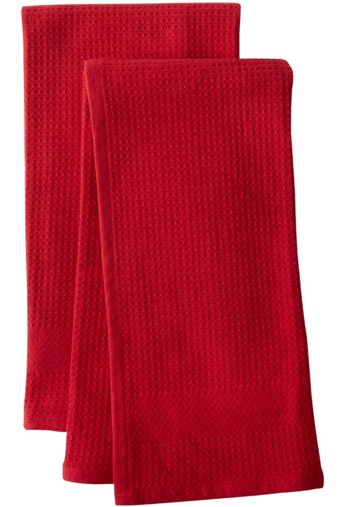 slide 1 of 1, Dash of That Woven Waffle Kitchen Towel Set - Red, 2 ct