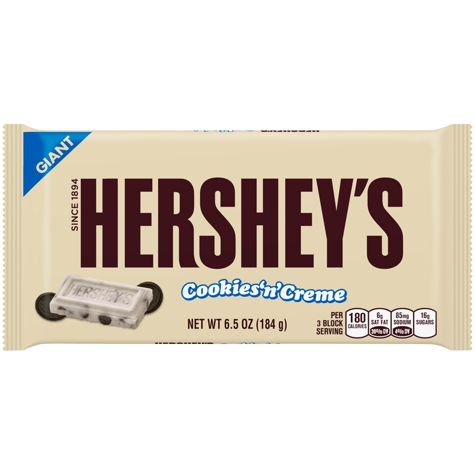 slide 1 of 2, Hershey's Giant Cookies 'N' Creme Bar, 6.5 oz