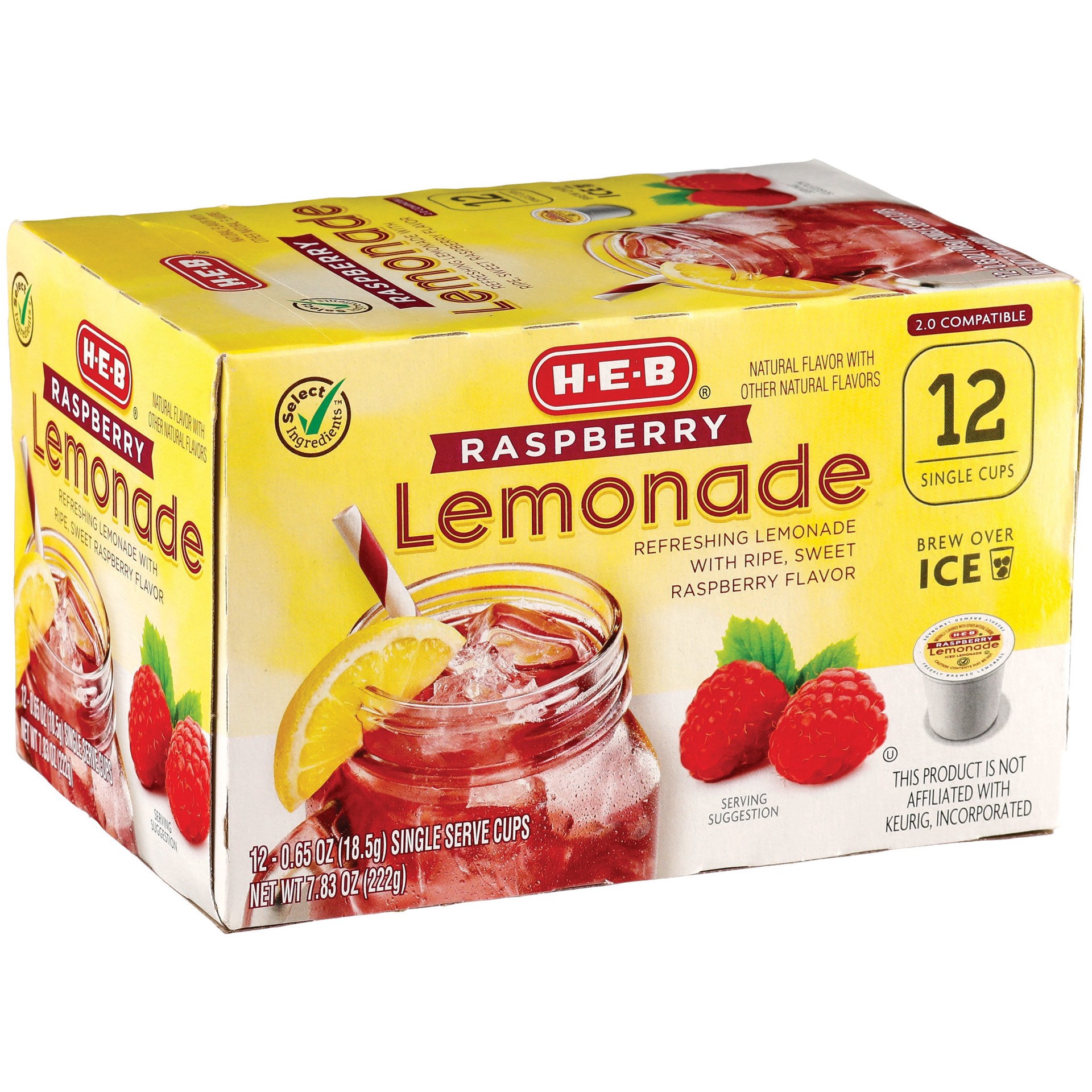 slide 1 of 1, H-E-B Brew Over Ice Raspberry Lemonade Single Serve Cups - 12 ct, 12 ct