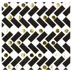 Papyrus Black & Gold Beverage Napkin