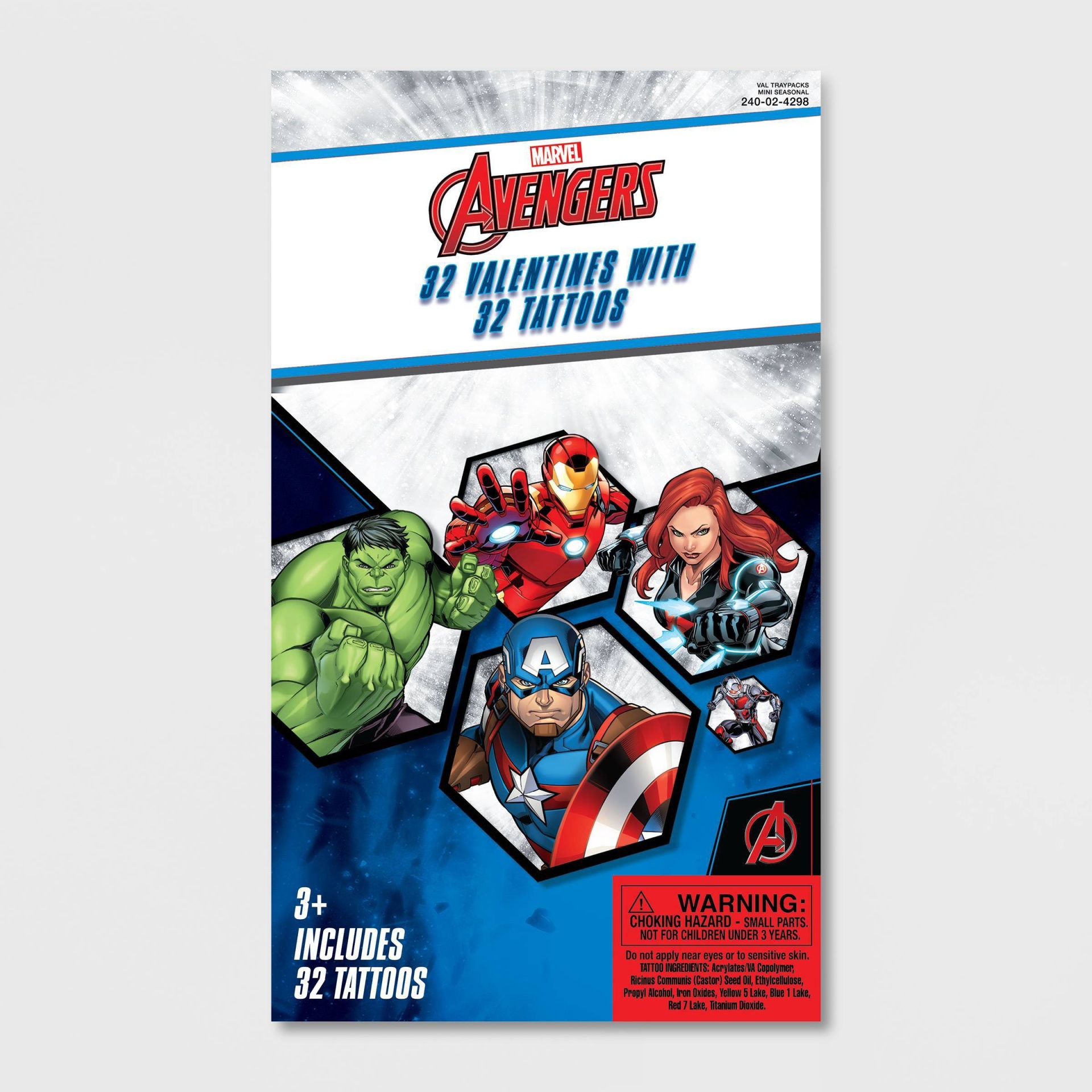 slide 1 of 1, Avengers Valentines with Deluxe Tattoos, 32 ct