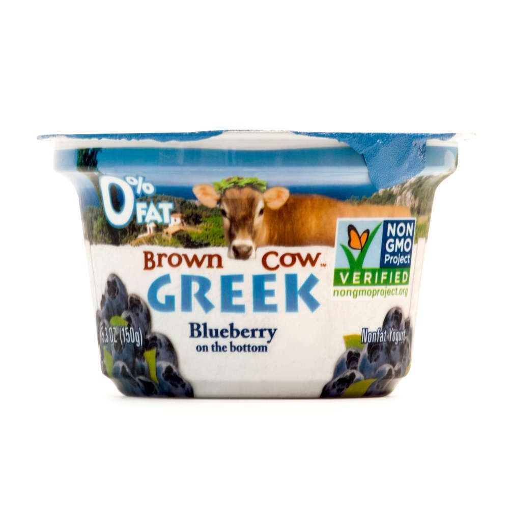 slide 1 of 1, Brown Cow Blueberry On The Bottom Greek Whole Milk Yogurt Cup, 5.3 oz