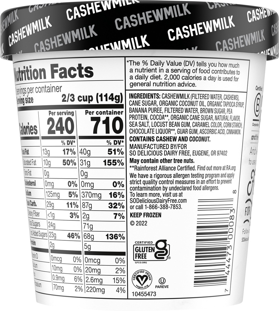 slide 10 of 13, So Delicious Dairy Free Cashew Milk Frozen Dessert, Chocolate Drizzled Banana Fosters, Vegan, Non-GMO Project Verified, 1 Pint, 16 fl oz