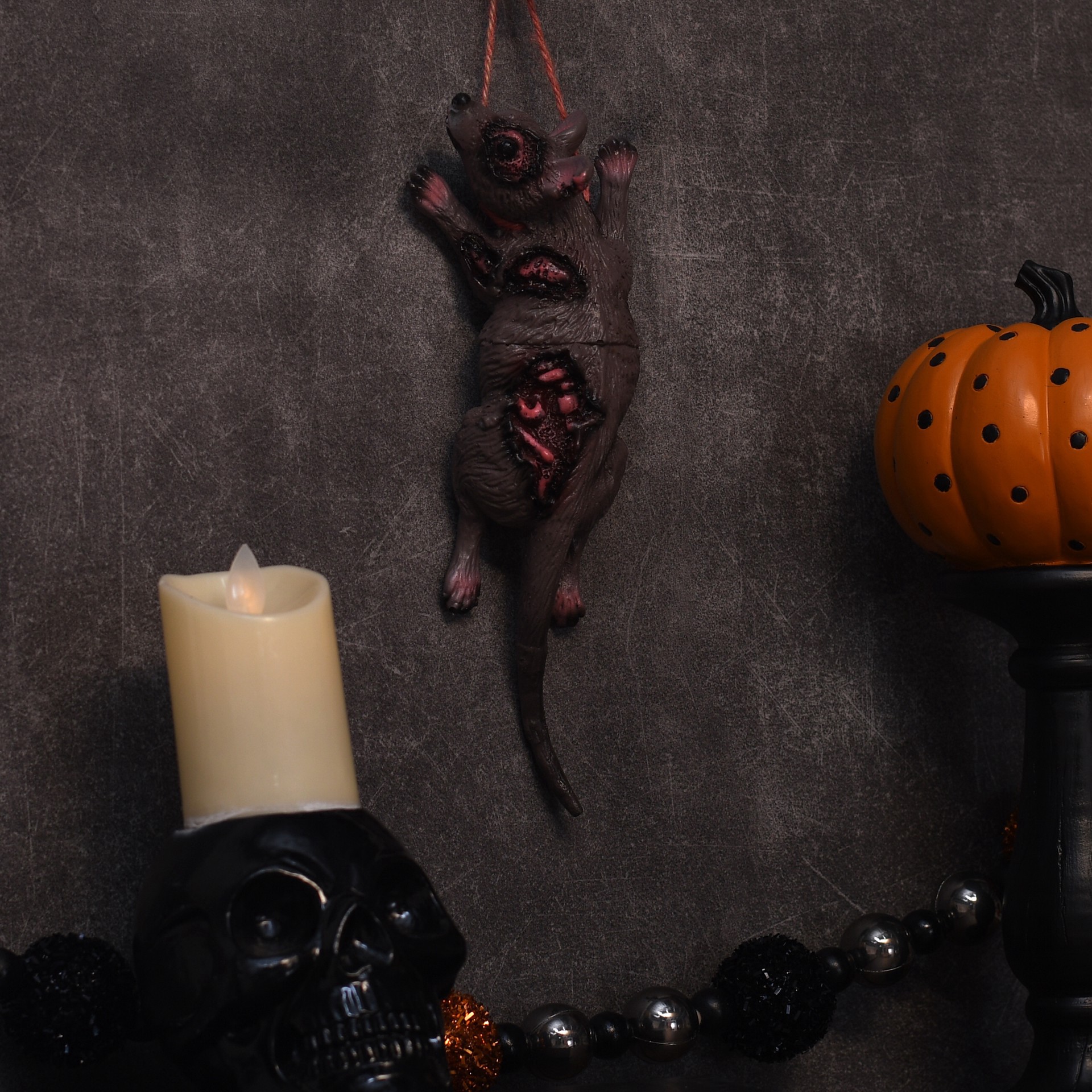 slide 3 of 4, 9" Hanging Creepy Mouse By Ashland, 9.06 in x 3.54 in x 1.89 in