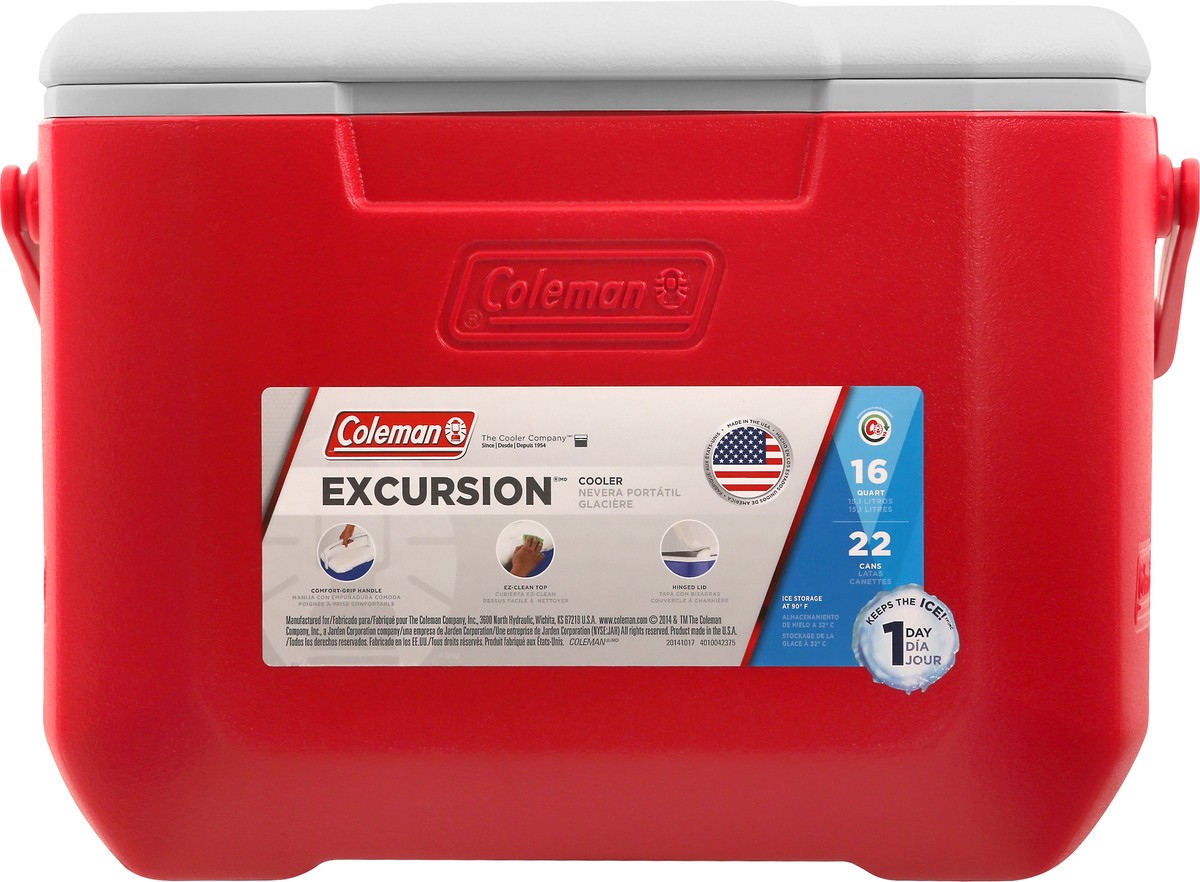 slide 7 of 8, Coleman Excursion Cooler - Red, 16 qt